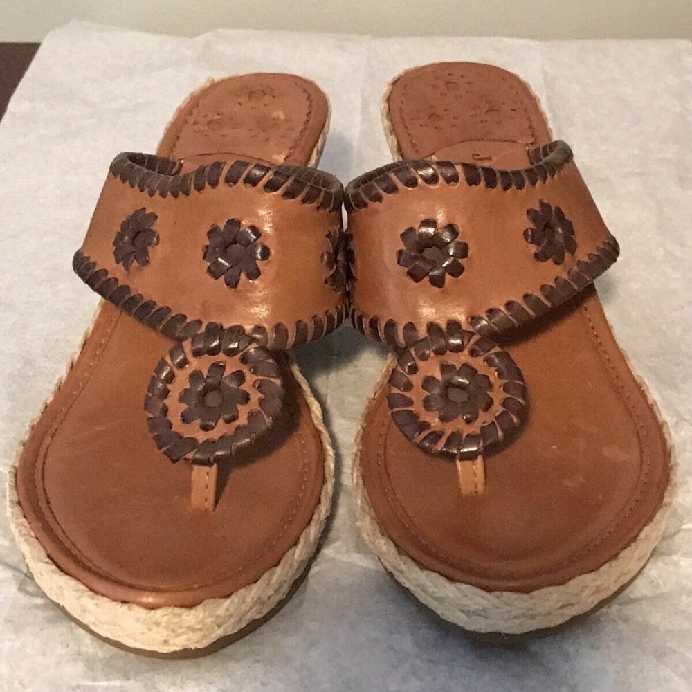 Jack Rogers Leather Wedge Platforms Sandal 7.5